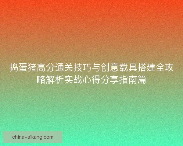 捣蛋猪高分通关技巧与创意载具搭建全攻略解析实战心得分享指南篇