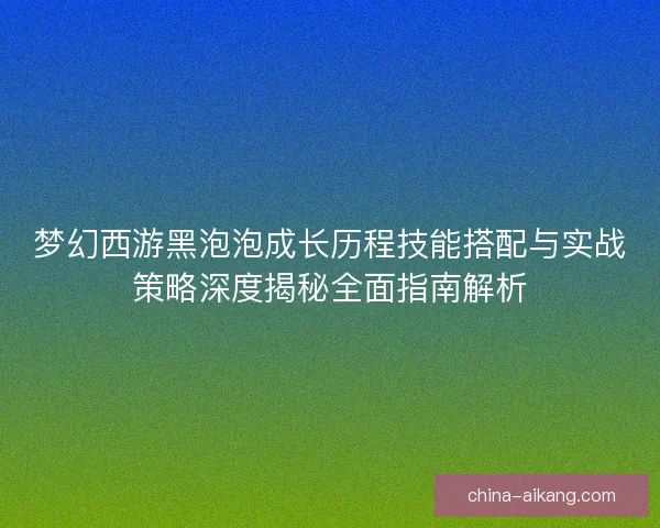梦幻西游黑泡泡成长历程技能搭配与实战策略深度揭秘全面指南解析