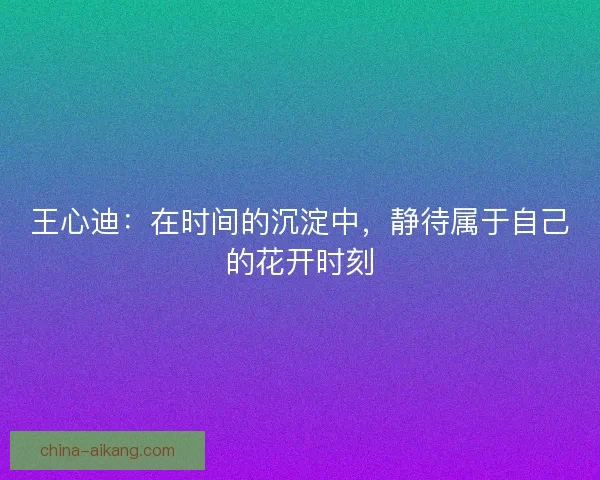 王心迪：在时间的沉淀中，静待属于自己的花开时刻